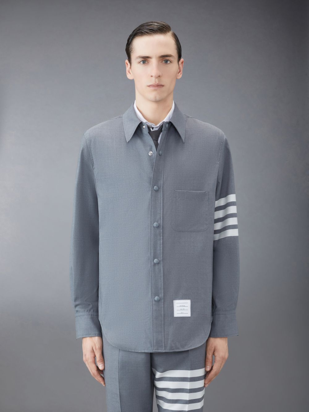 Grey Men Thom Browne Plain Weave 4-Bar Jacket Shirts | BSZ52N66911