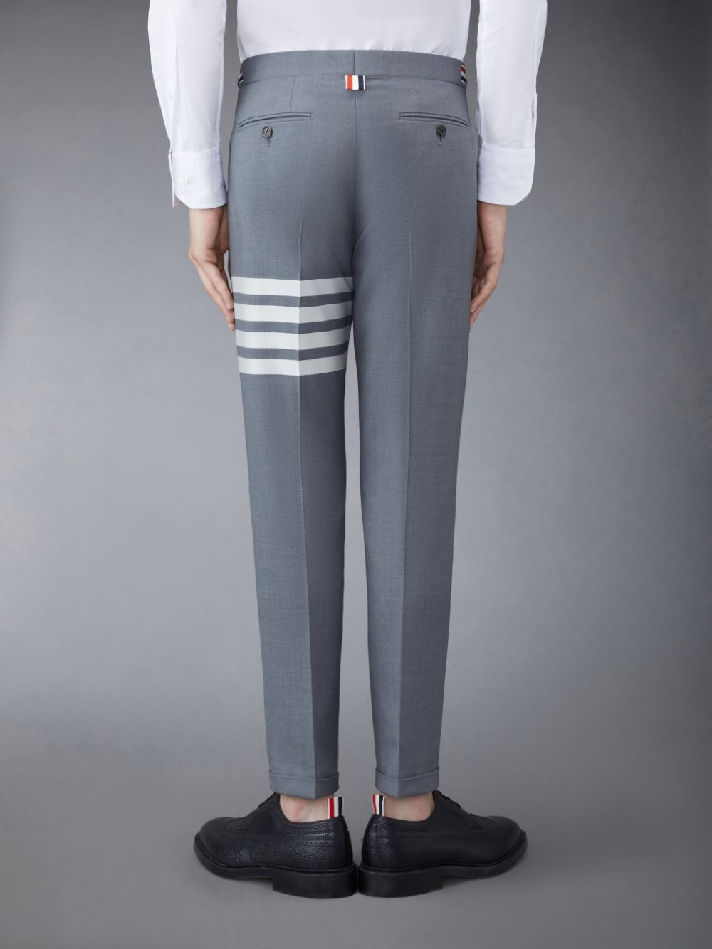 Grey Men Thom Browne Plain Weave 4-Bar Low Rise Pants | MGU17H98782