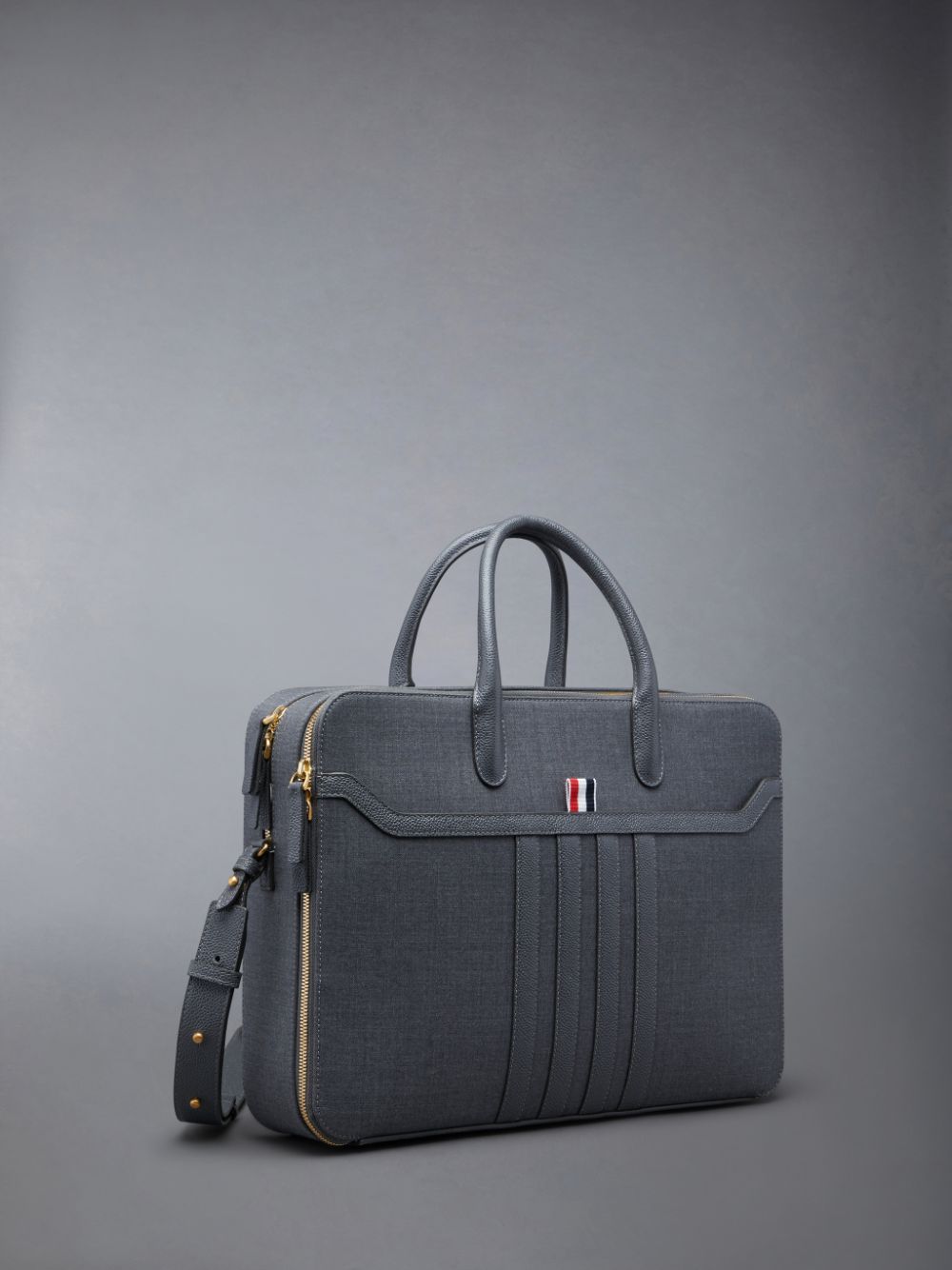 Grey Men Thom Browne Wool 4-Bar Business Bags | RNW10G88392
