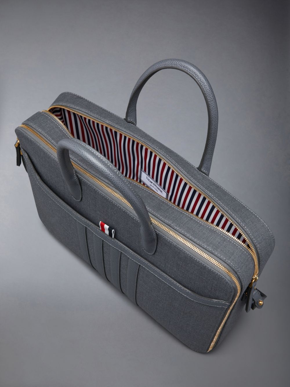 Grey Men Thom Browne Wool 4-Bar Business Bags | RNW10G88392