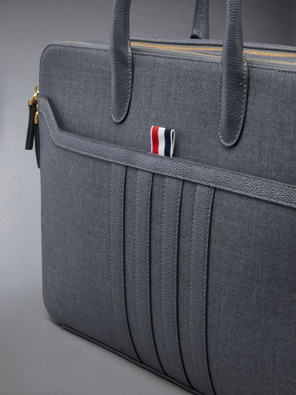 Grey Men Thom Browne Wool 4-Bar Business Bags | RNW10G88392