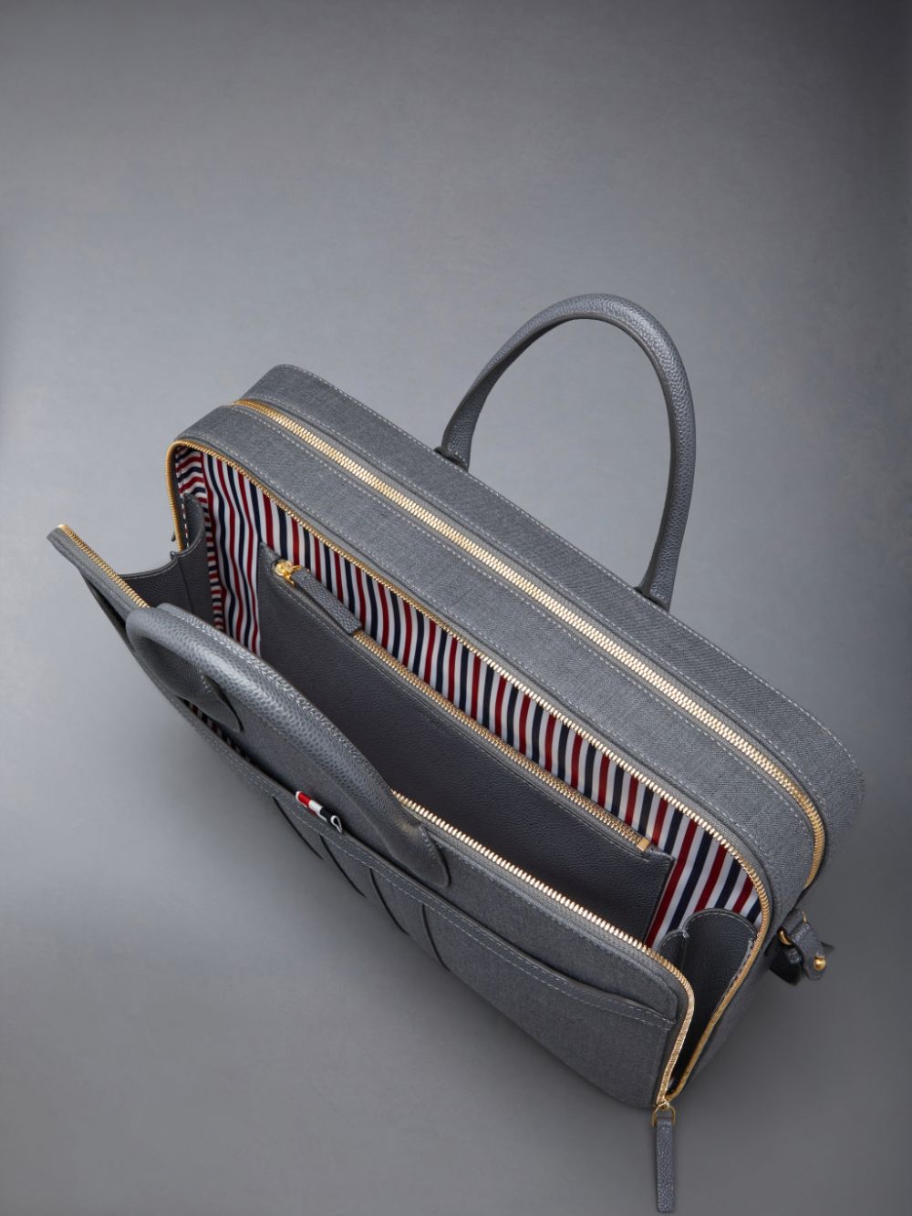 Grey Men Thom Browne Wool 4-Bar Business Bags | RNW10G88392
