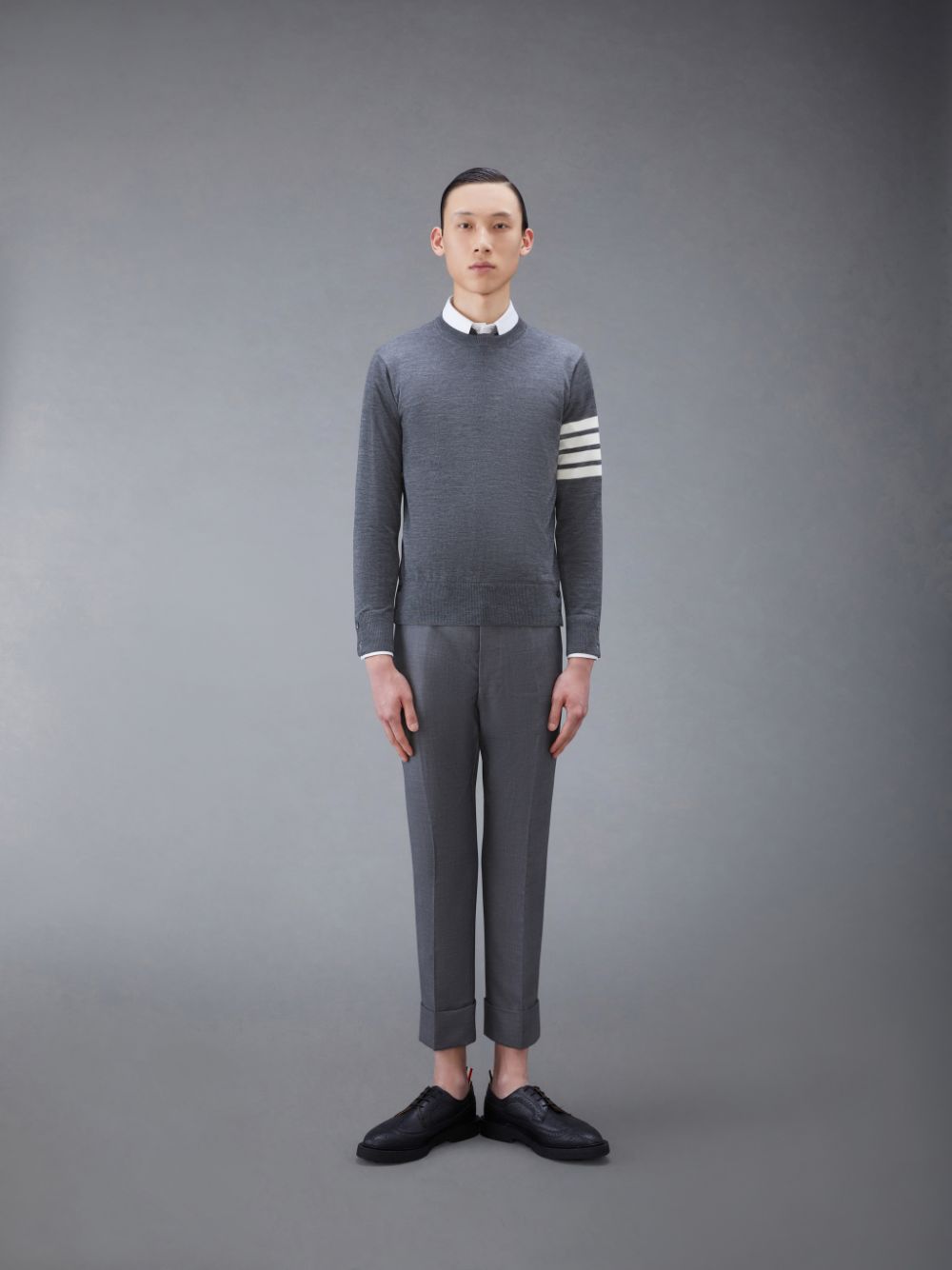 Grey Men Thom Browne Wool 4-Bar Pullover | NWJ92A89531