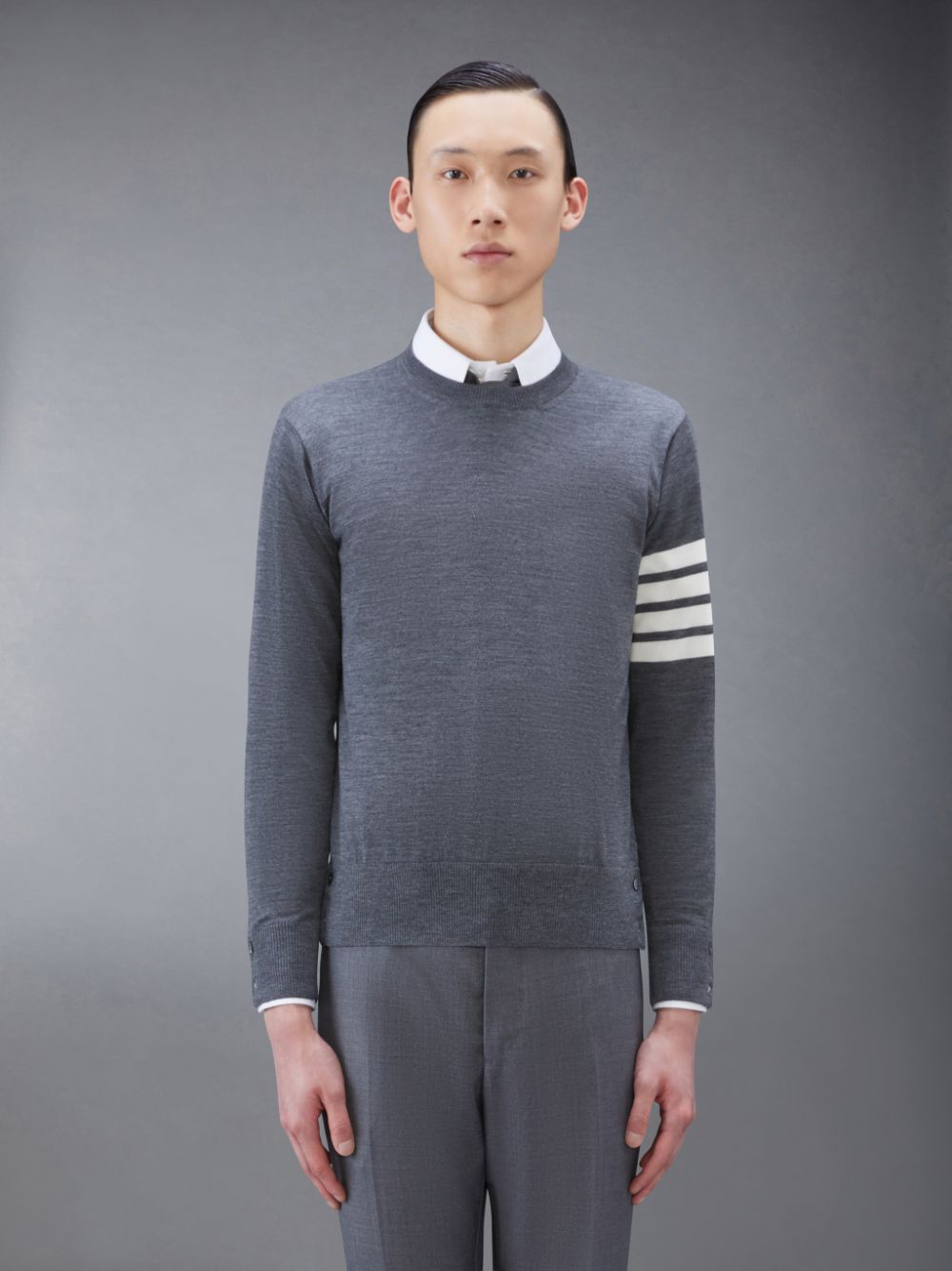 Grey Men Thom Browne Wool 4-Bar Pullover | NWJ92A89531