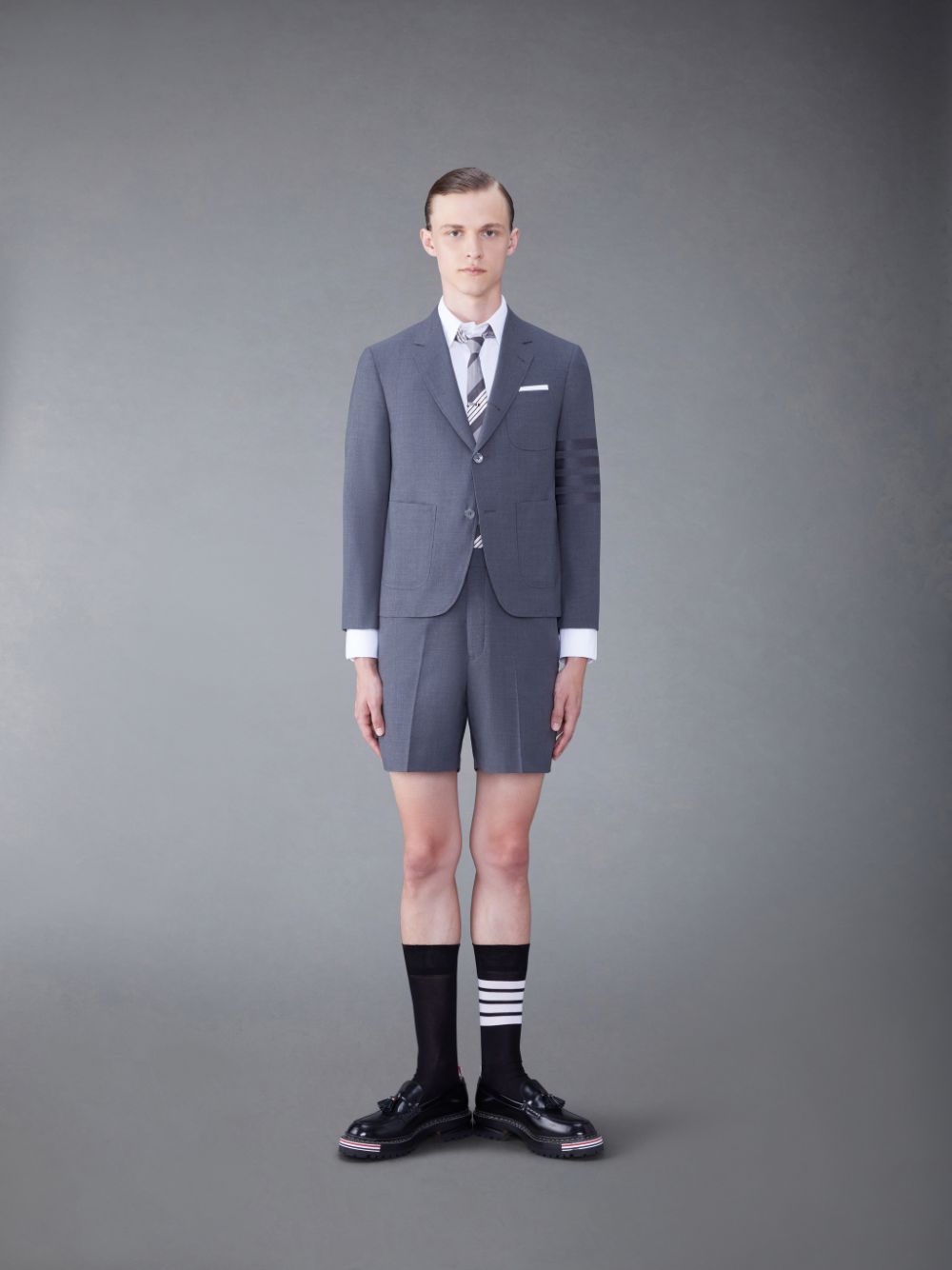 Grey Men Thom Browne Wool 4-Bar Sack Sport Coats | XMN12I57867