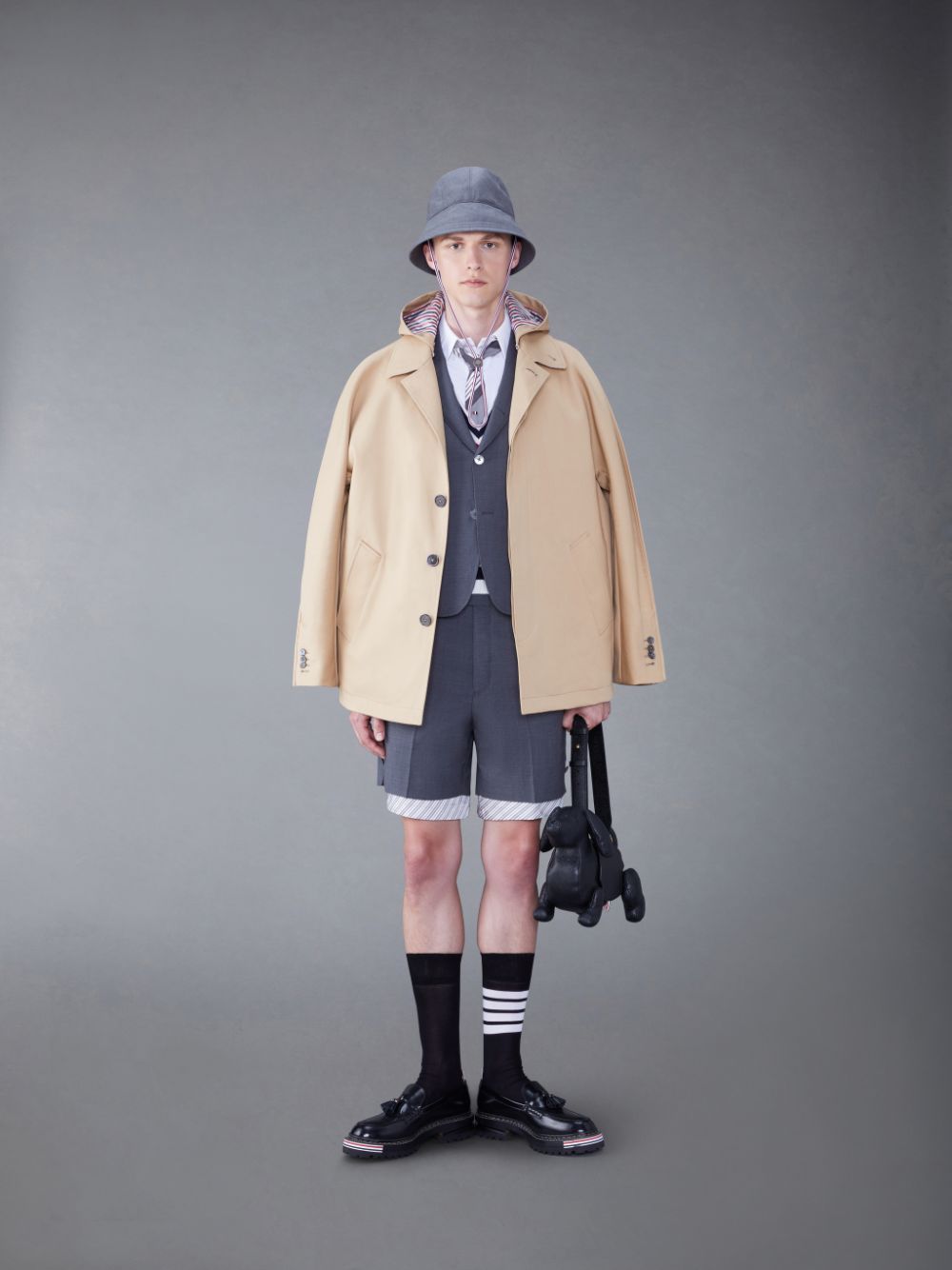 Grey Men Thom Browne Wool 4-Bar Sack Sport Coats | XMN12I57867