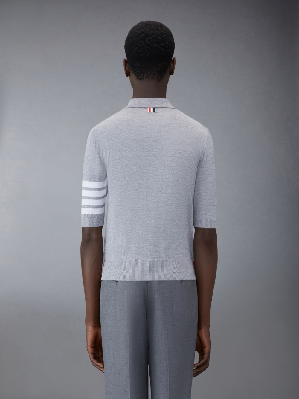 Grey Men Thom Browne Wool Short Sleeve Polo Shirt | UYA28V79740