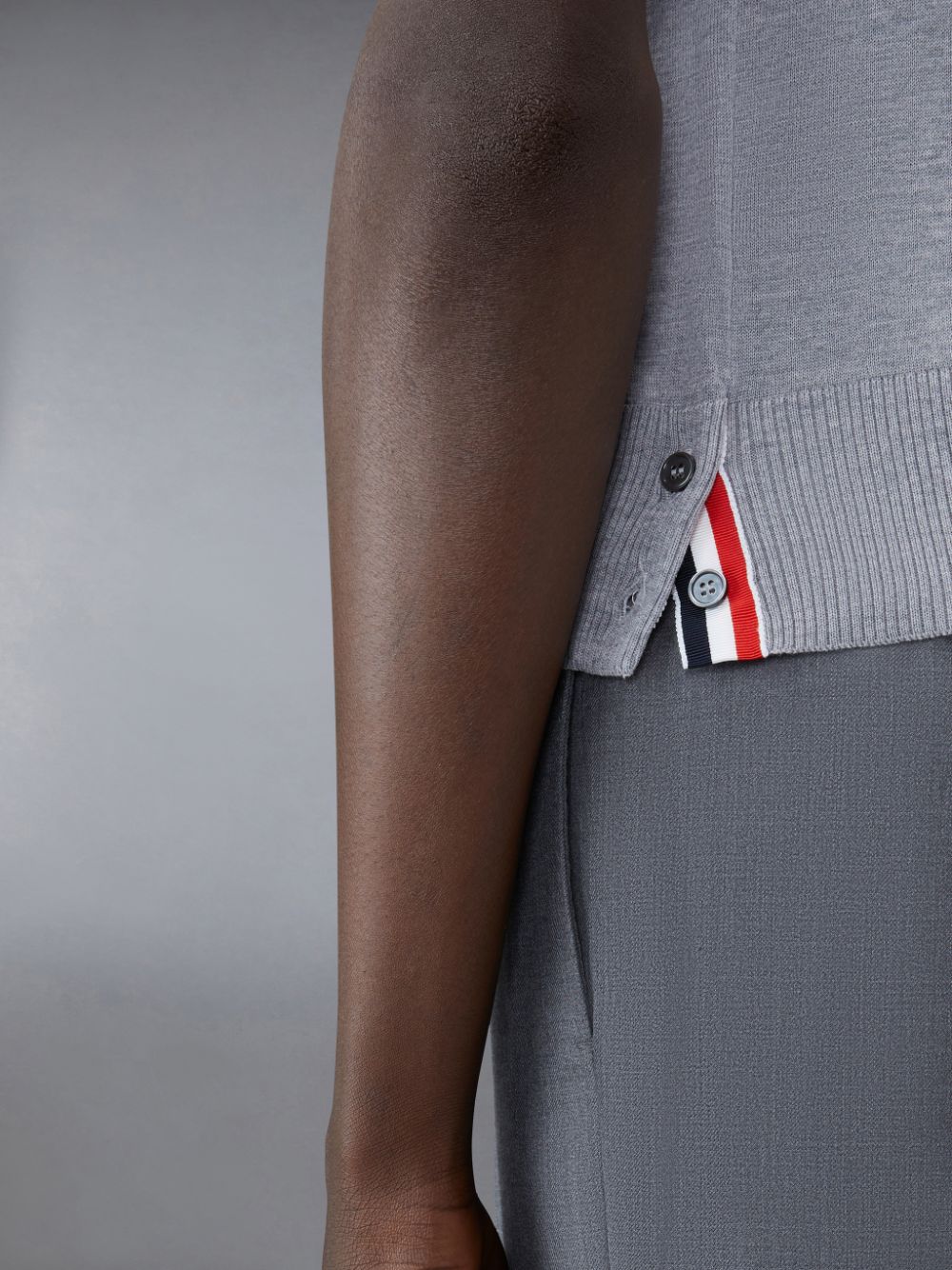 Grey Men Thom Browne Wool Short Sleeve Polo Shirt | UYA28V79740