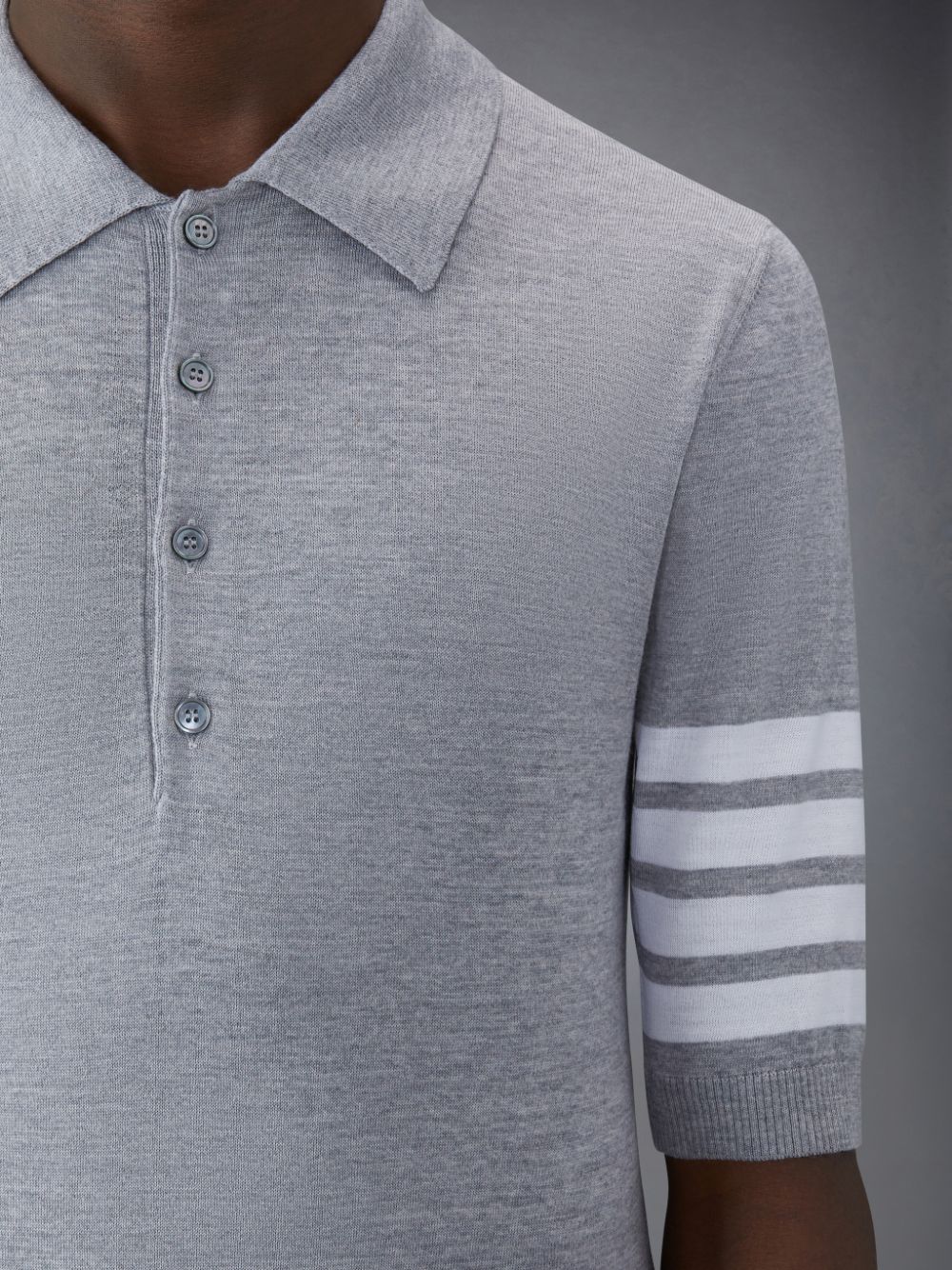 Grey Men Thom Browne Wool Short Sleeve Polo Shirt | UYA28V79740