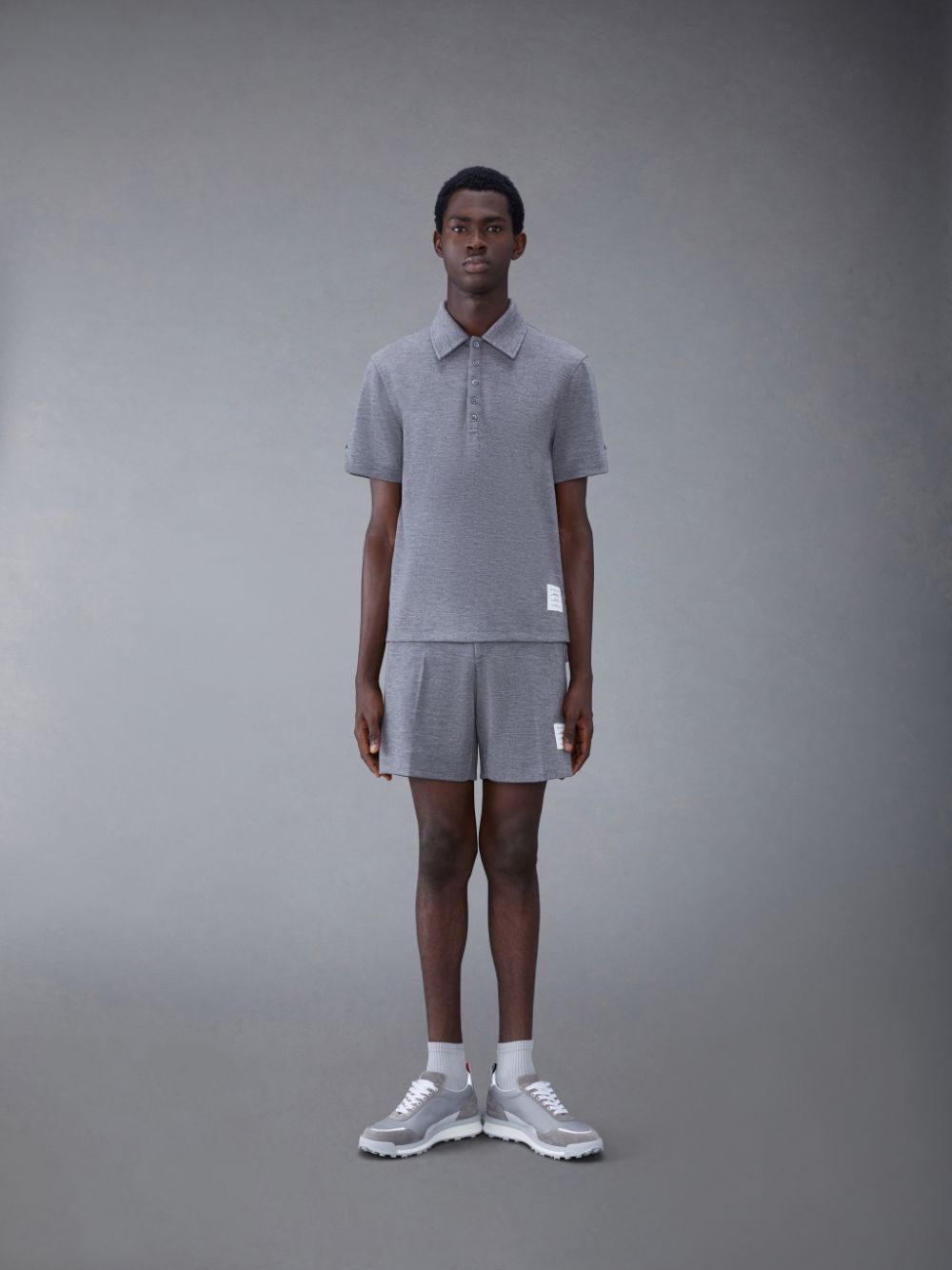 Grey Men Thom Browne Wool Short Sleeve Polo Shirt | AEO80G15810