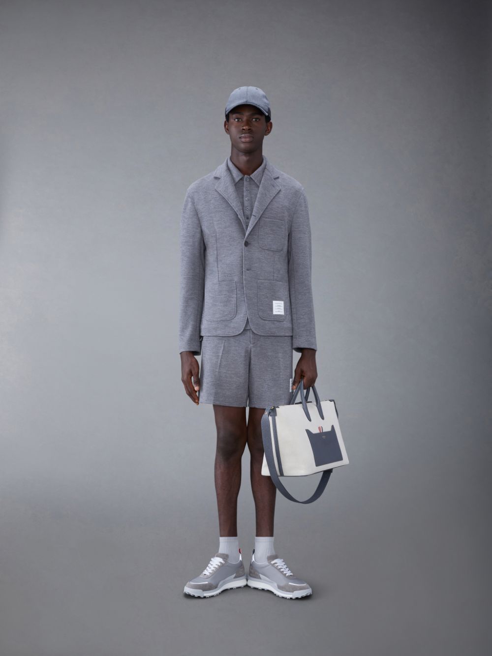 Grey Men Thom Browne Wool Short Sleeve Polo Shirt | AEO80G15810