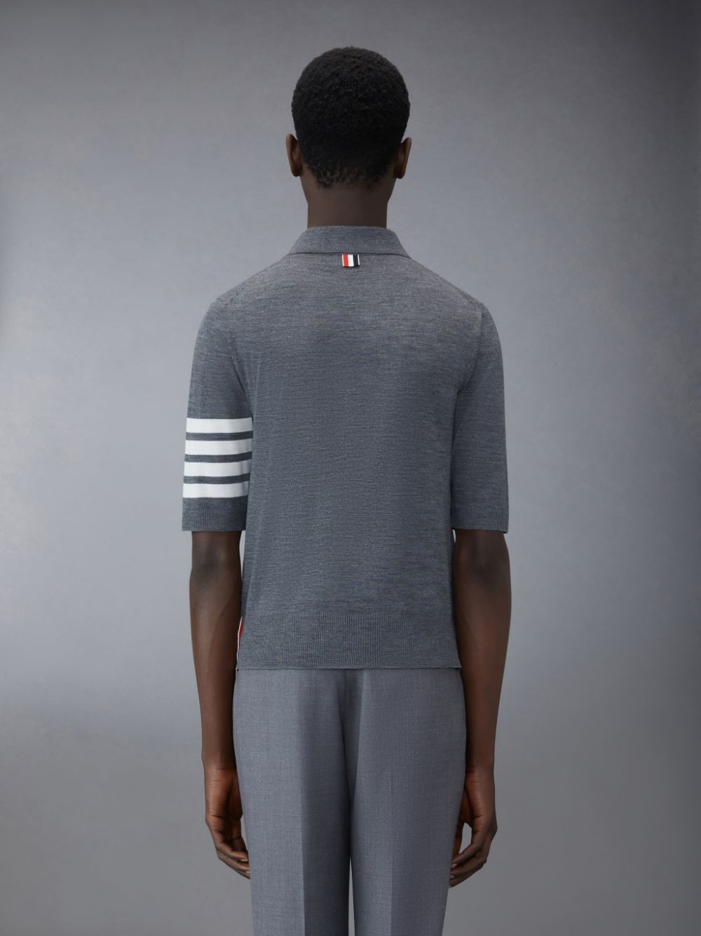 Grey Men Thom Browne Wool Short Sleeve Polo Shirt | FIQ51D76665