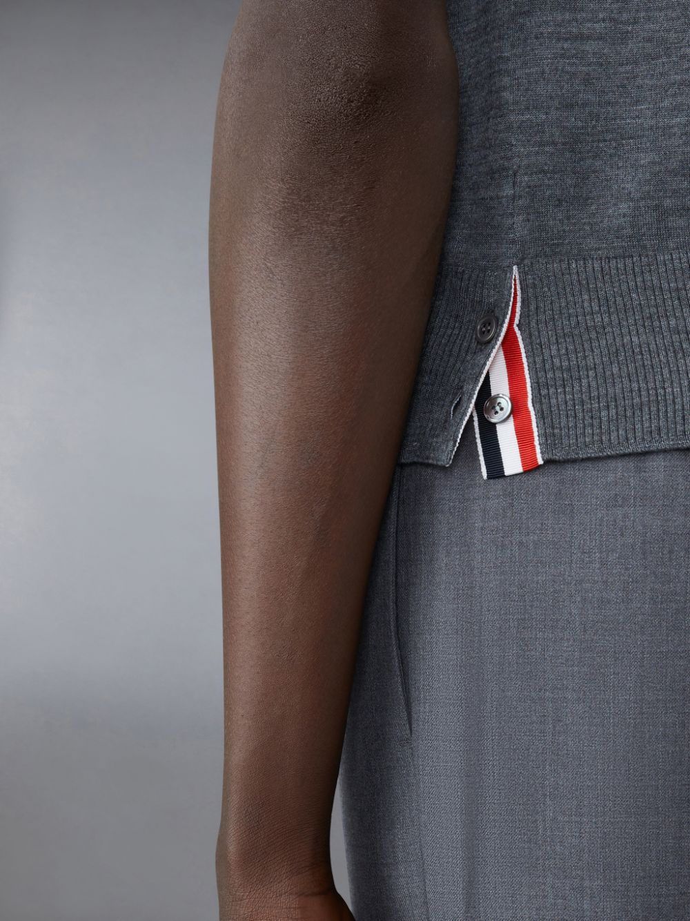 Grey Men Thom Browne Wool Short Sleeve Polo Shirt | FIQ51D76665