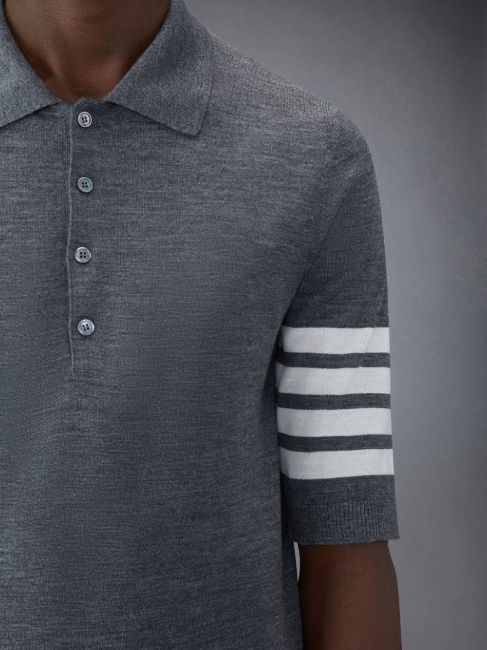 Grey Men Thom Browne Wool Short Sleeve Polo Shirt | FIQ51D76665