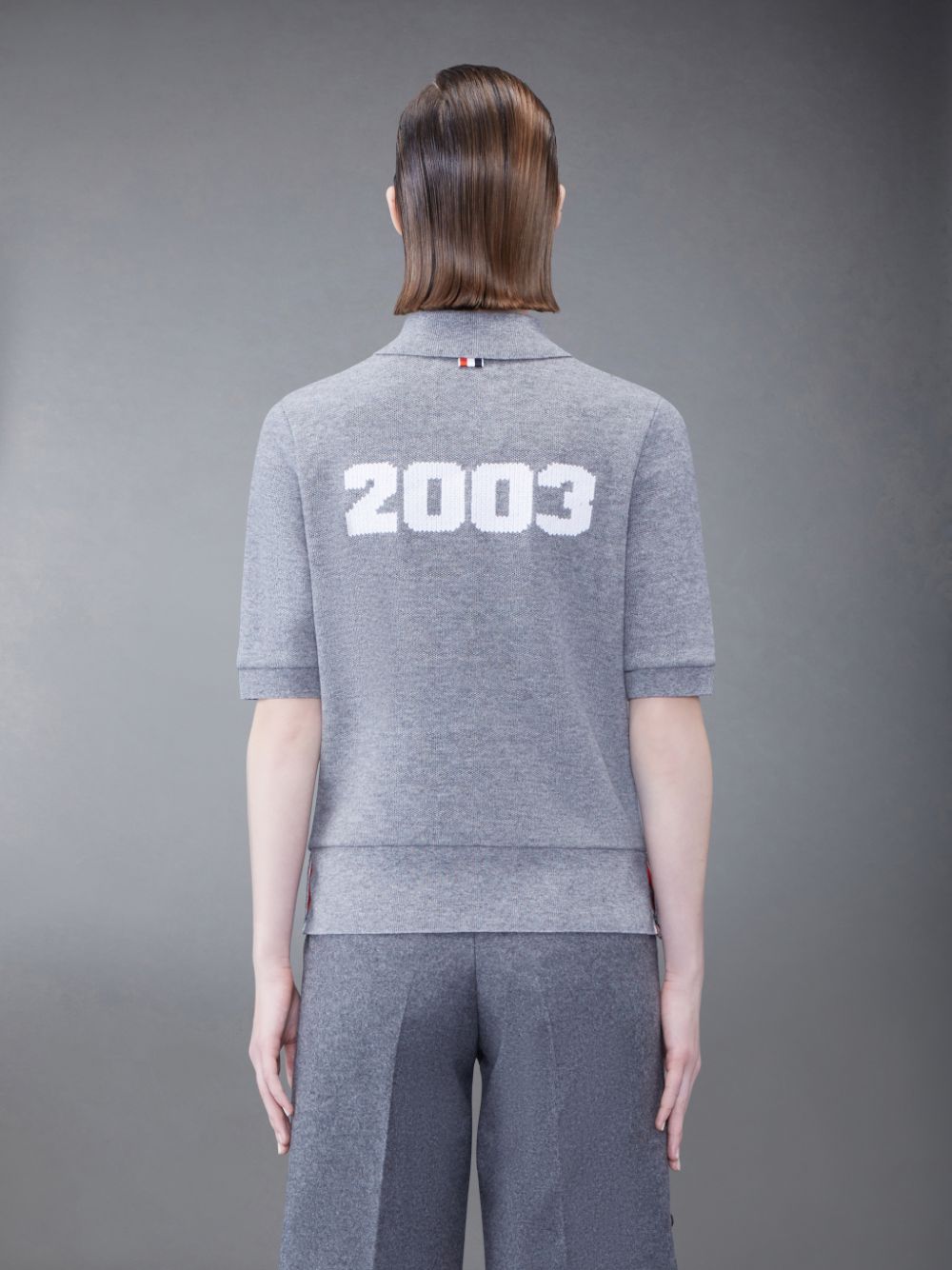 Grey Women Thom Browne CASHMERE PIQUE 2003 RIB CUFF Polo Shirt | PFE31N68685