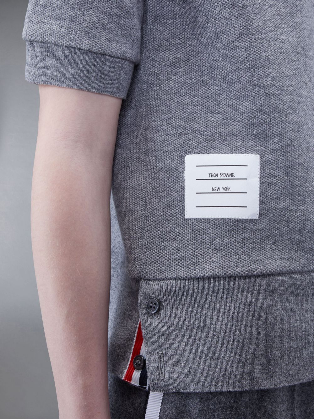 Grey Women Thom Browne CASHMERE PIQUE 2003 RIB CUFF Polo Shirt | PFE31N68685