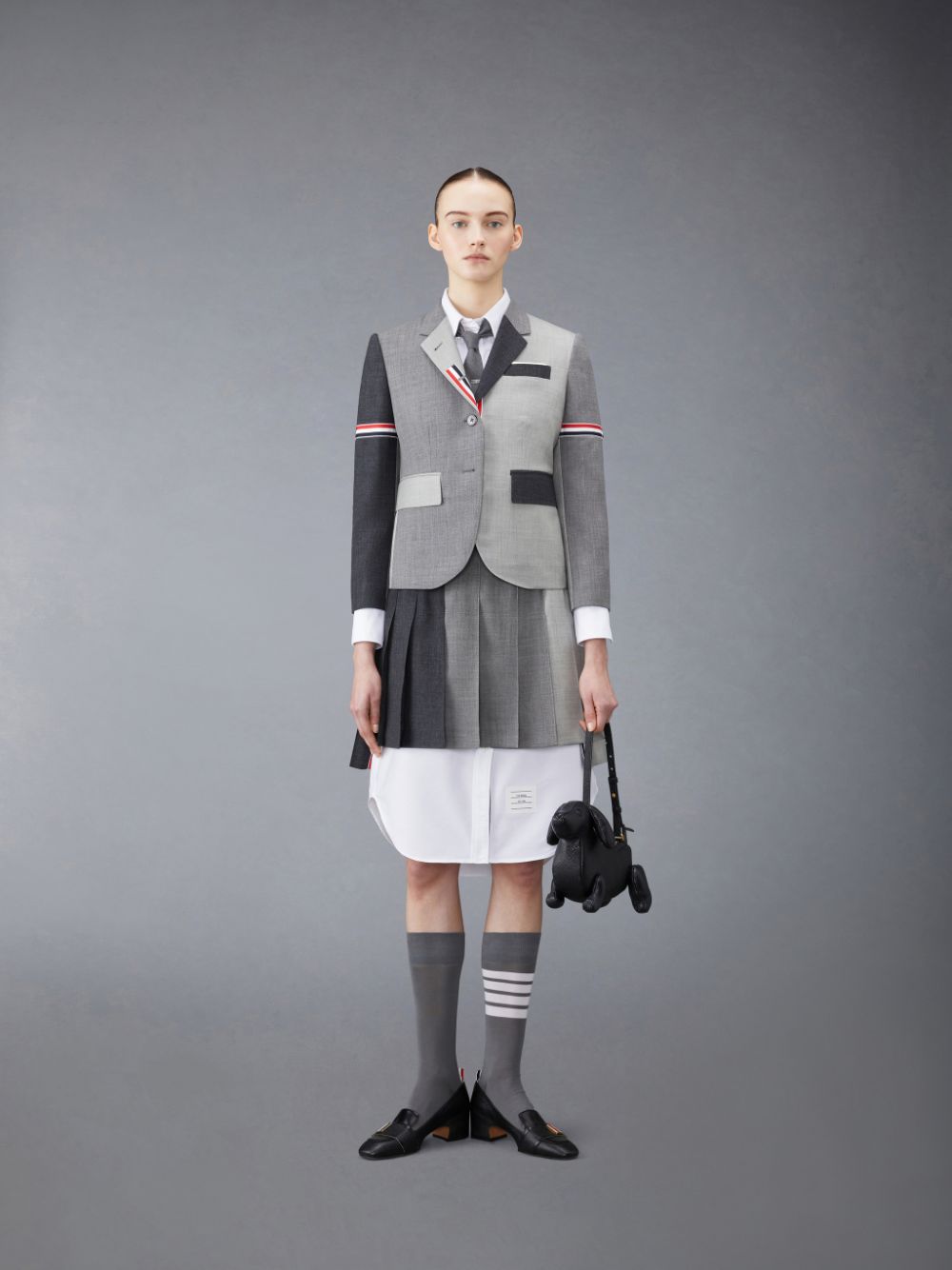 Grey Women Thom Browne Funmix Wool Fresco High Armhole Sport Coats | VWT53D65959