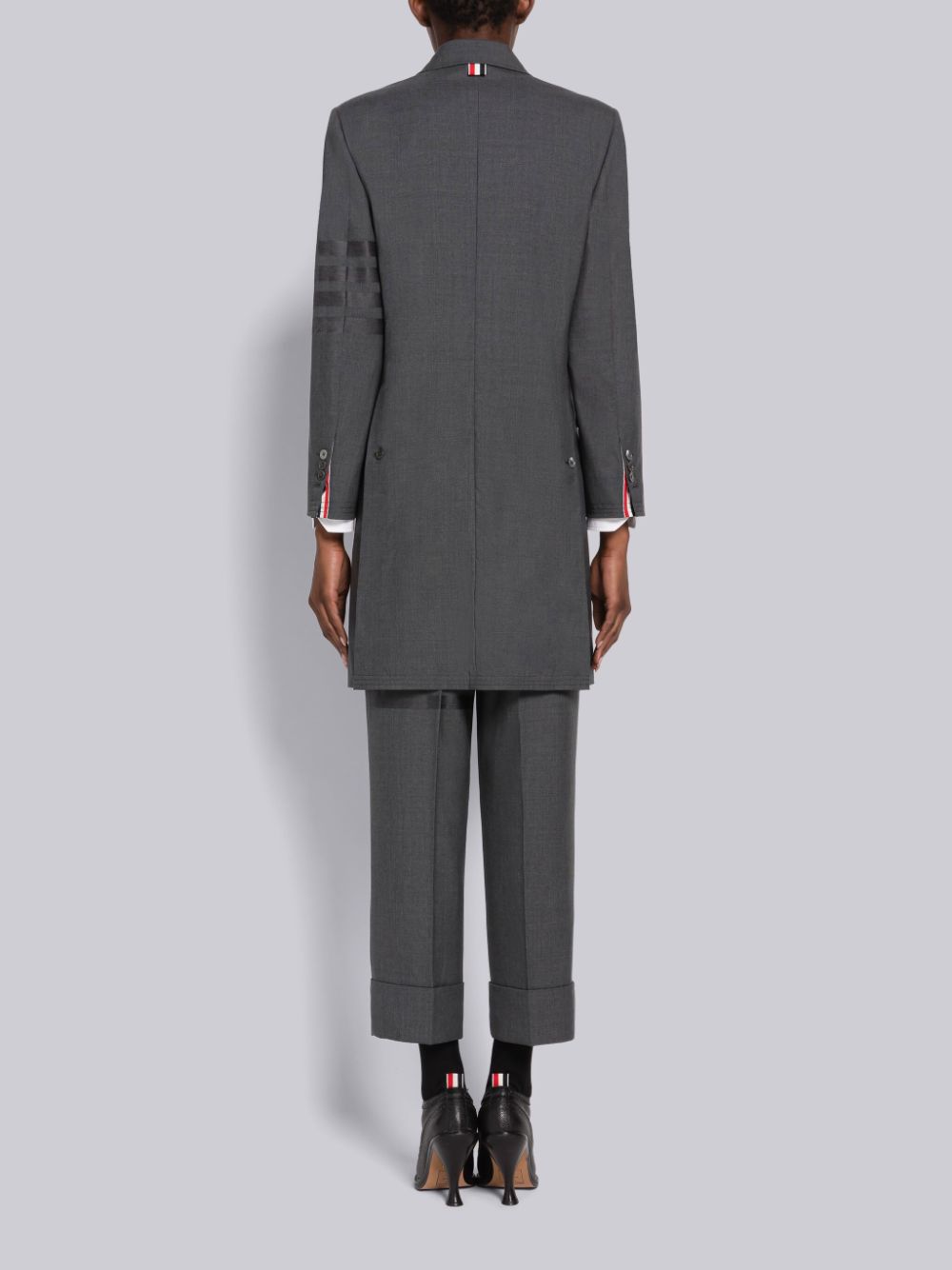 Grey Women Thom Browne PLAIN WEAVE 4-BAR CHESTERFIELD Coats | BJK23V98814