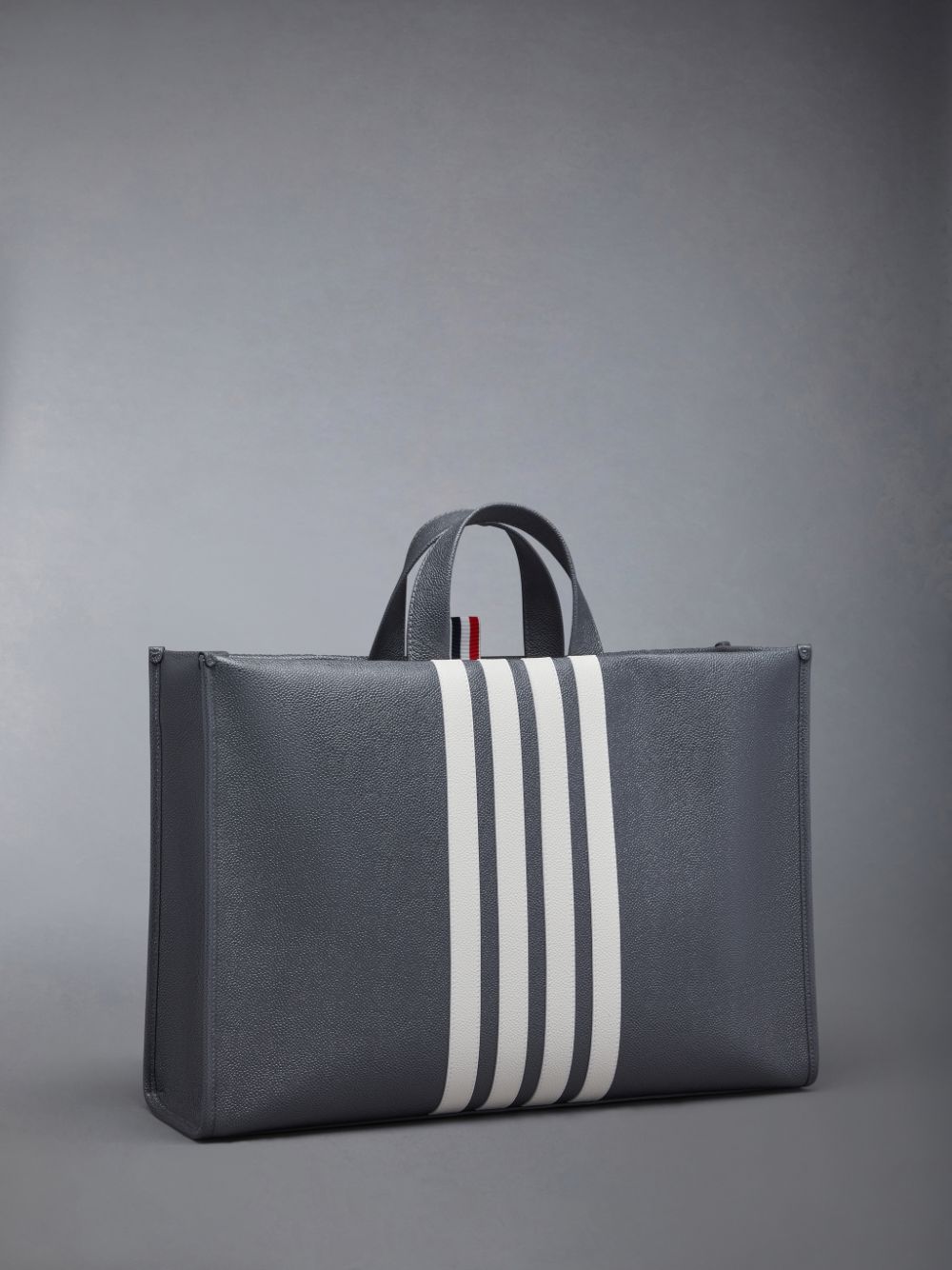Grey Women Thom Browne Pebble Grain 4-Bar Squared Tote Bags | PFG02U81381