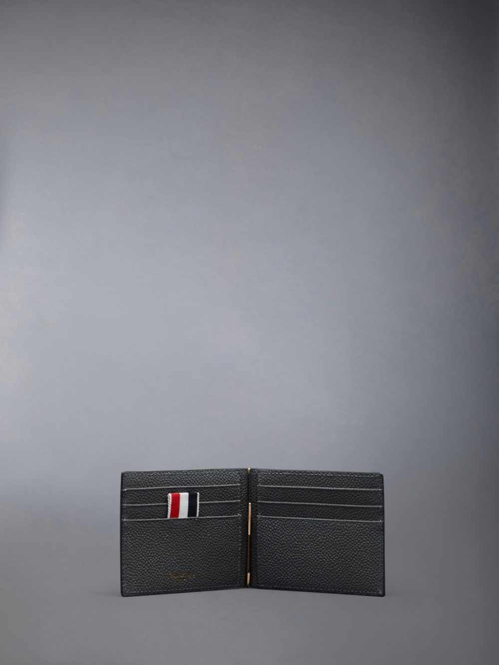 Grey Women Thom Browne Pebble Grain Leather Money Clip Wallets | PLN22T57273