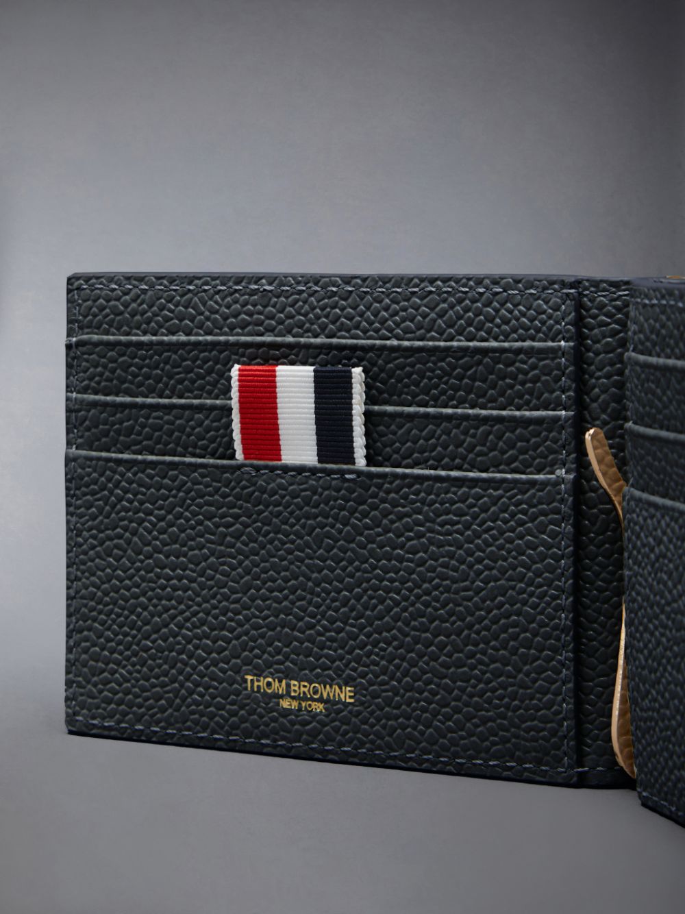 Grey Women Thom Browne Pebble Grain Leather Money Clip Wallets | PLN22T57273