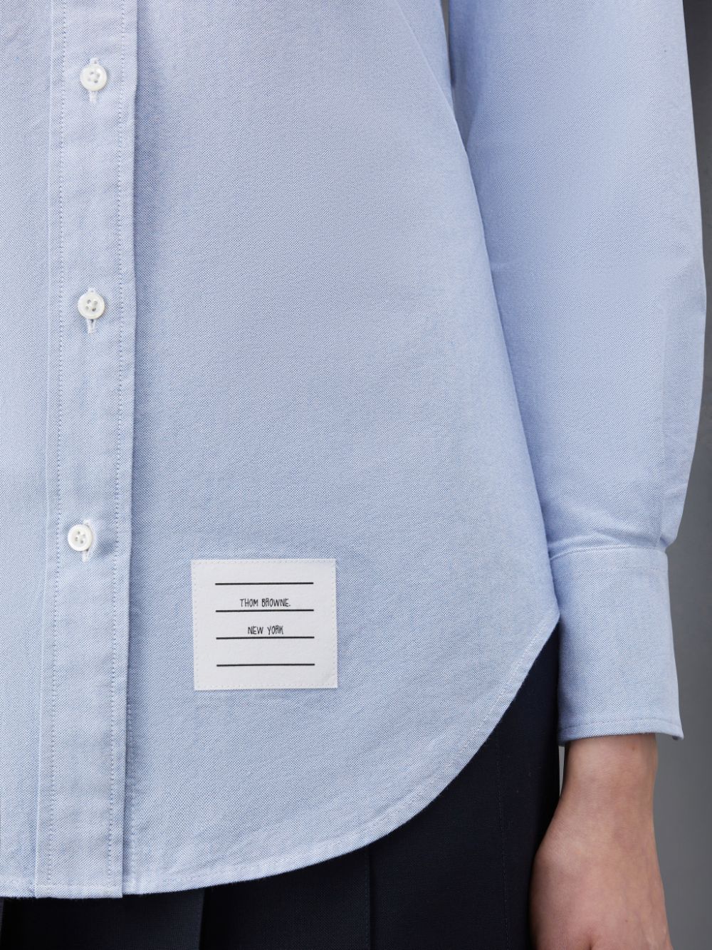 Light Blue Women Thom Browne Oxford Classic Round Collar Shirts | WHD01A95056