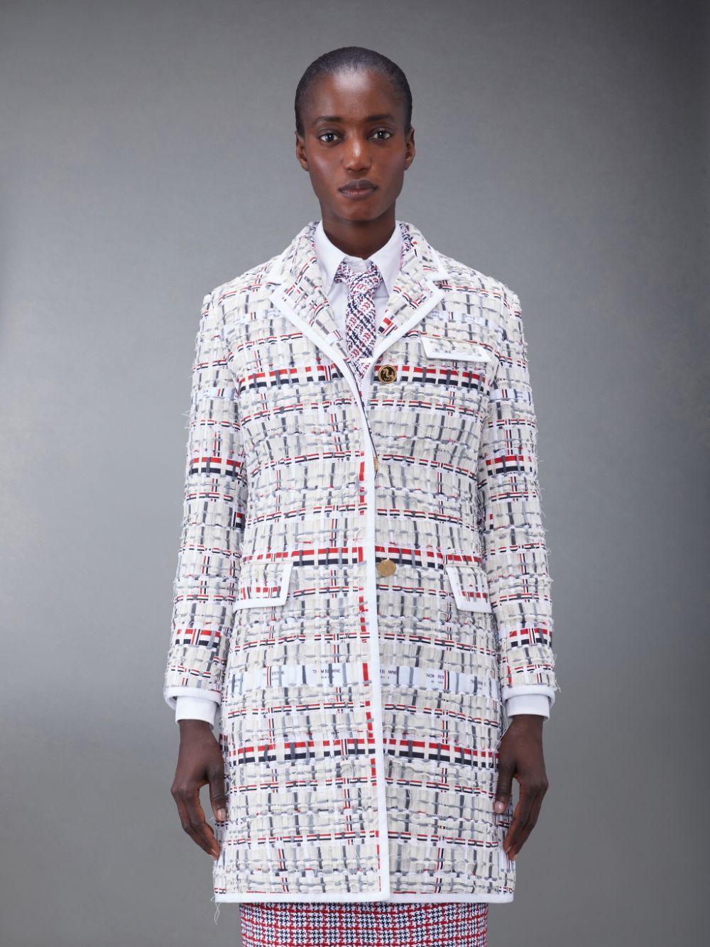 Multicolor Women Thom Browne Deconstructed Tweed Slim Fit Sport Coats | QGG63N06402