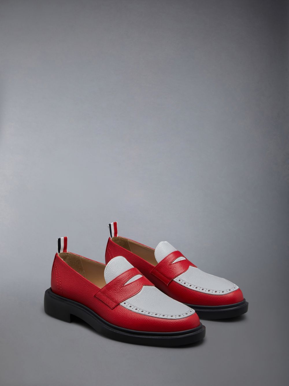 Red Women Thom Browne Pebble Grain Leather Penny Loafers | LQE11Q93870