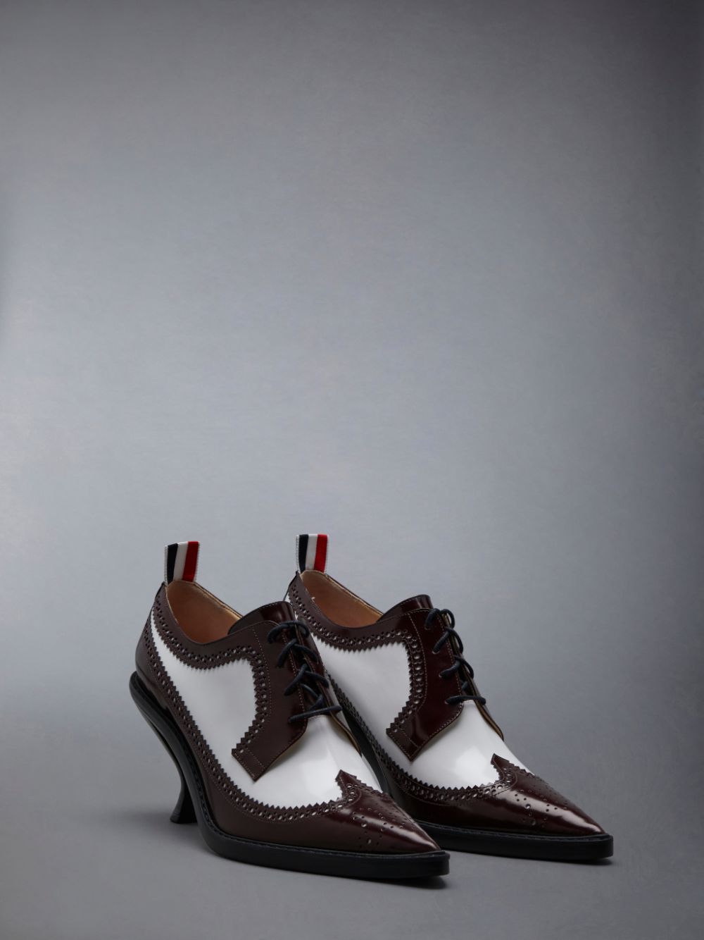 Red Women Thom Browne Soft Spazzolato 75mm Curved Heel Longwing Spectator Brogue Shoes | ELX02P17087