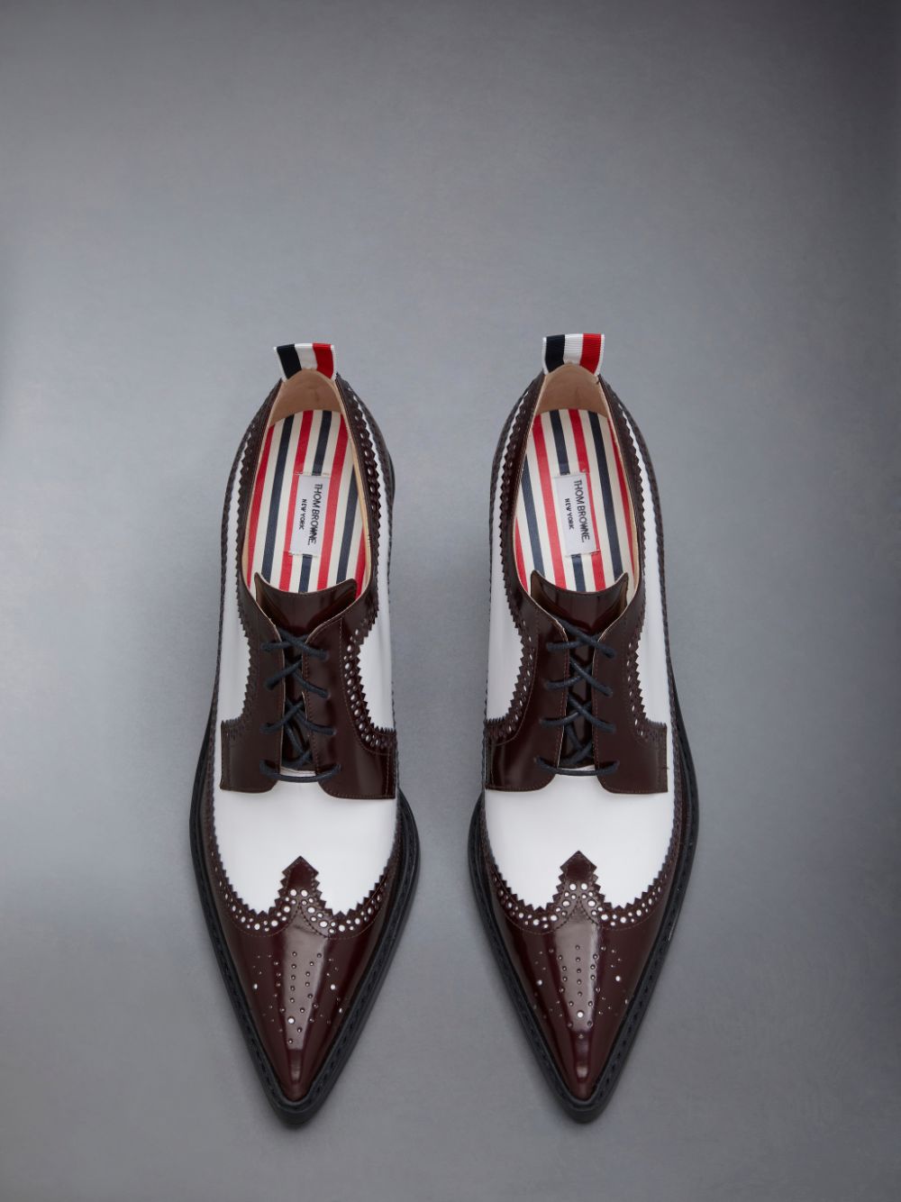 Red Women Thom Browne Soft Spazzolato 75mm Curved Heel Longwing Spectator Brogue Shoes | ELX02P17087