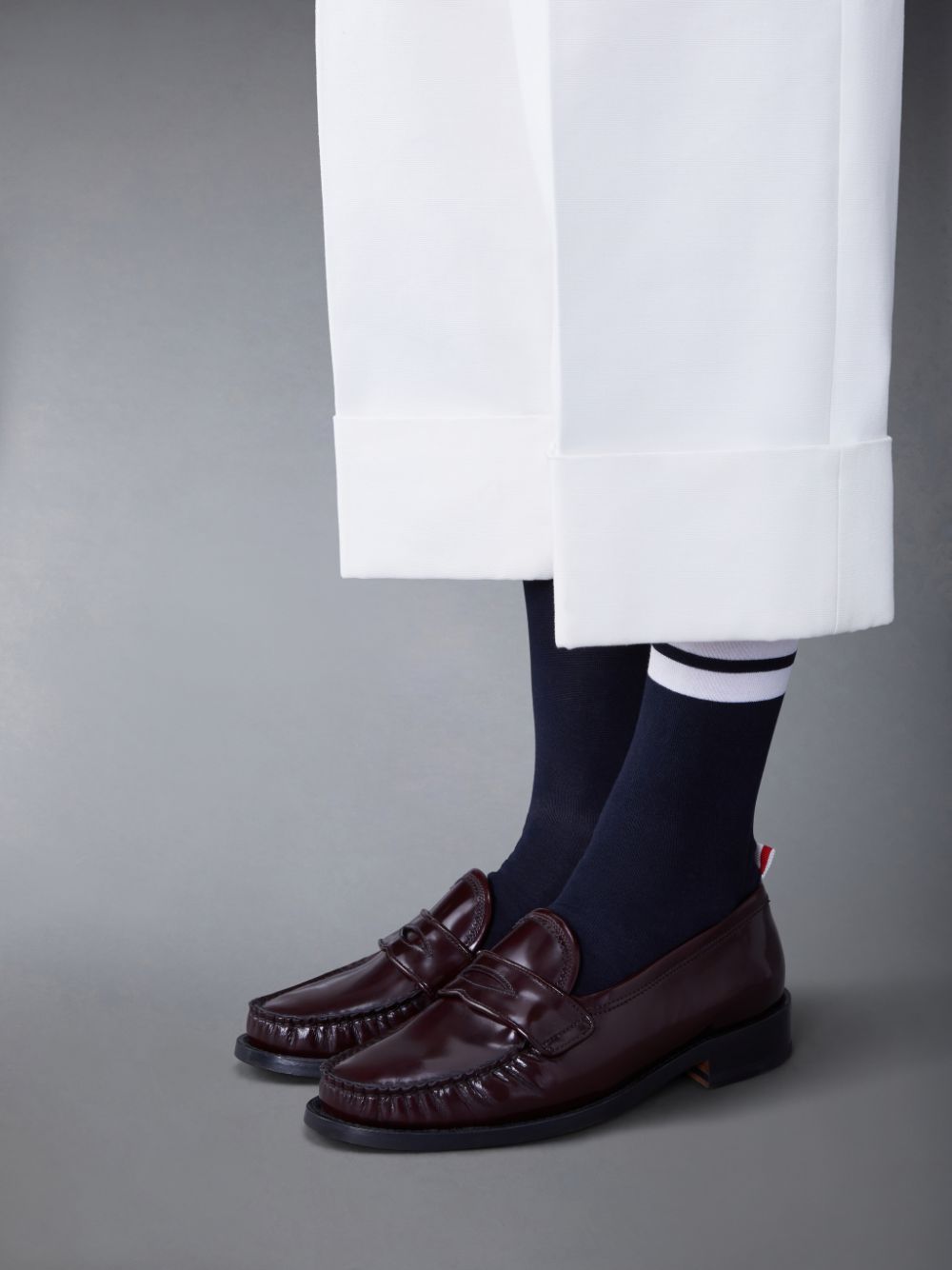 Red Women Thom Browne Spazzolato Pleated Varsity Loafers | TNG71C94686