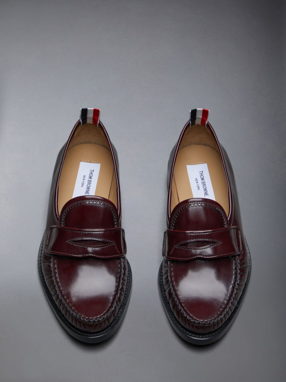 Red Women Thom Browne Spazzolato Pleated Varsity Loafers | TNG71C94686