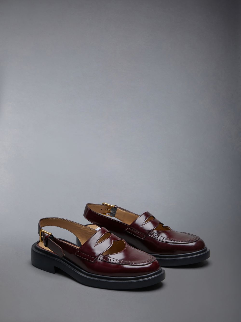 Red Women Thom Browne Spazzolato Slingback Penny Loafers | PSM53N54337