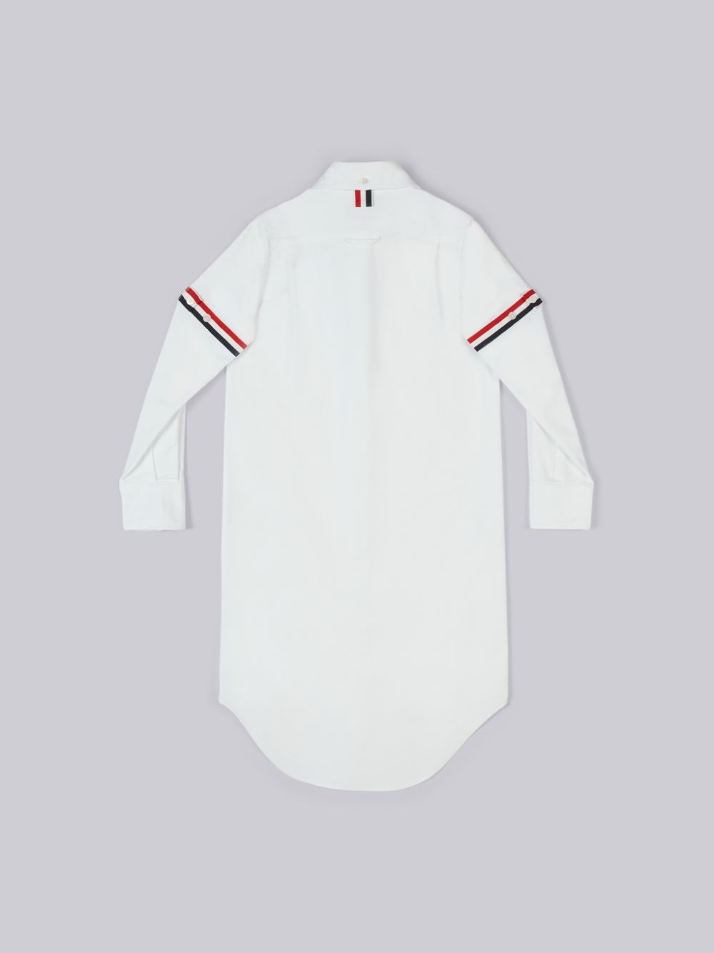 White Girls's Thom Browne Oxford Knee Length Grosgrain Armband Shirt Dress | VTF21V22469