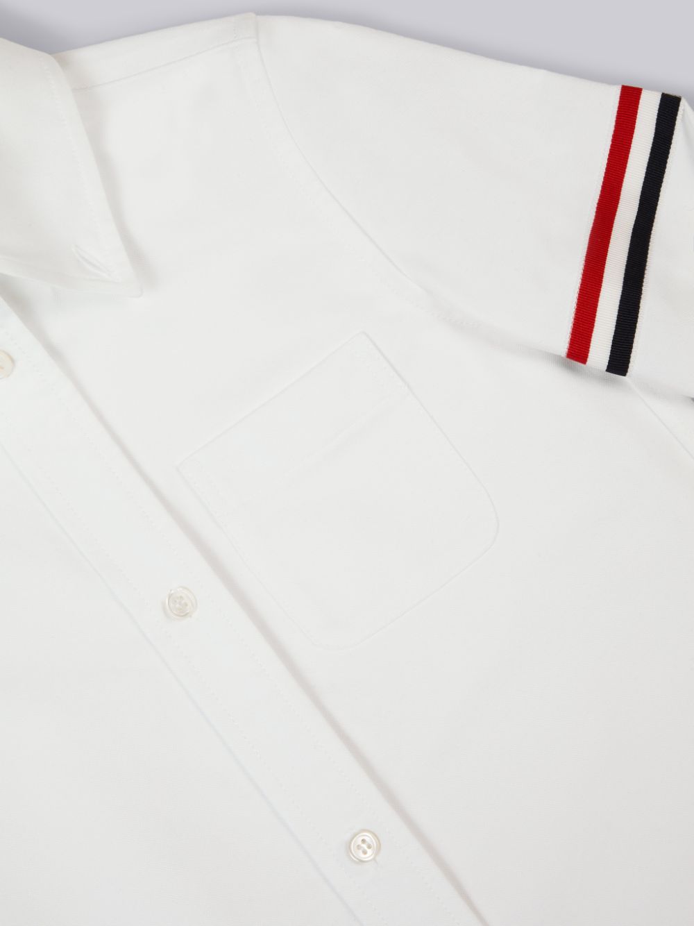 White Girls's Thom Browne Oxford Knee Length Grosgrain Armband Shirt Dress | VTF21V22469