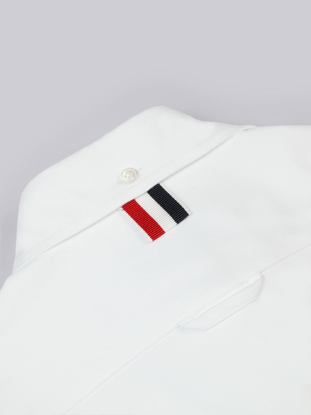White Girls's Thom Browne Oxford Knee Length Grosgrain Armband Shirt Dress | VTF21V22469