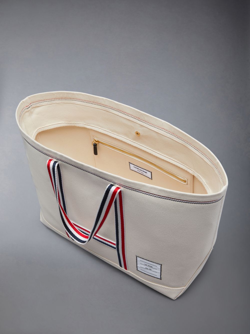 White Men Thom Browne Canvas Stripe Medium Tool Tote Bags | FQE74K06632
