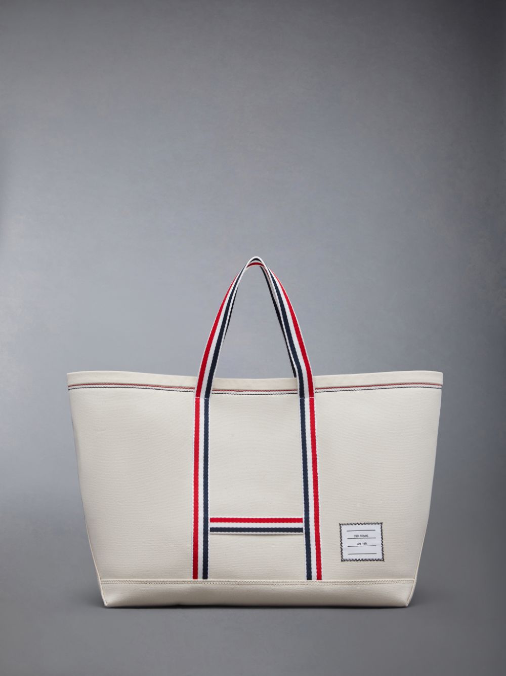 White Men Thom Browne Canvas Stripe Medium Tool Tote Bags | FQE74K06632