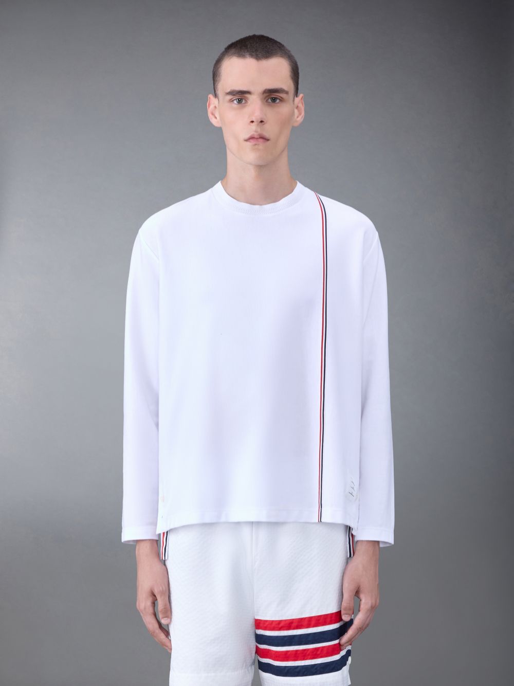 White Men Thom Browne Jersey Oversized T Shirts | NTV46Q97557