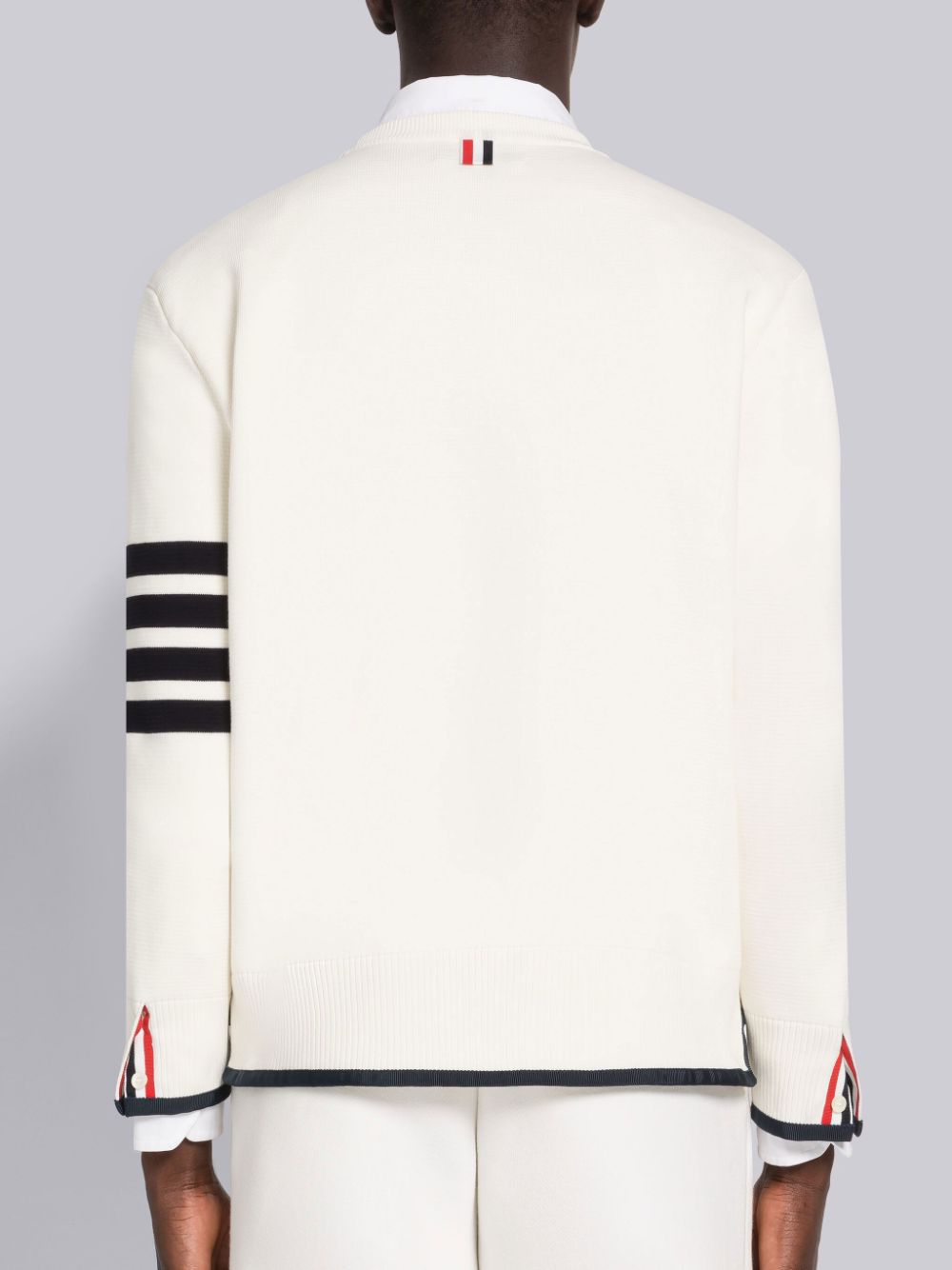 White Men Thom Browne MILANO STITCH COTTON TIPPING 4-BAR BOXY CREW NECK Pullover | TRA03J05835