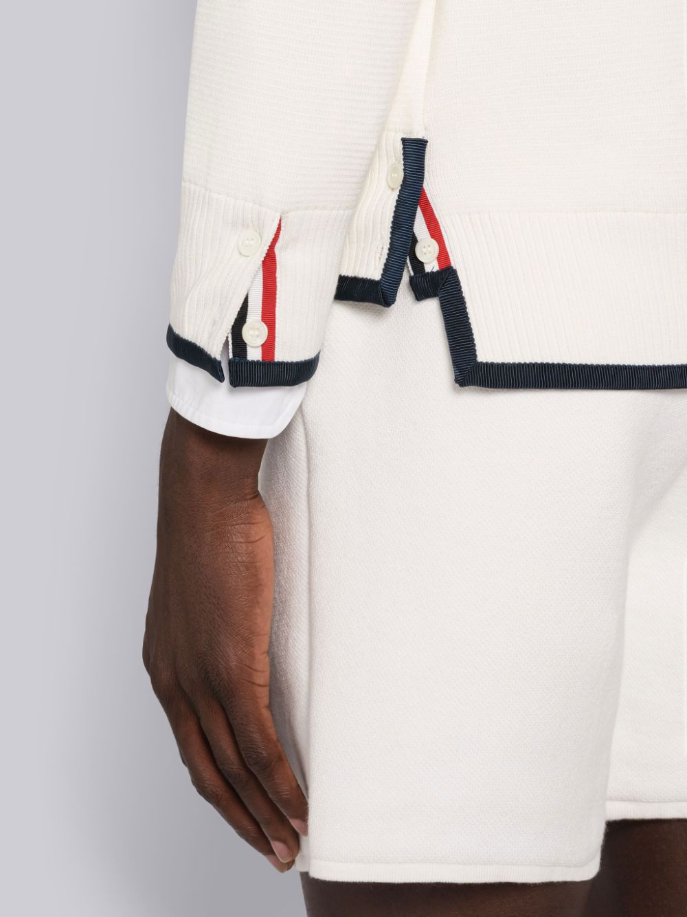 White Men Thom Browne MILANO STITCH COTTON TIPPING 4-BAR BOXY CREW NECK Pullover | TRA03J05835