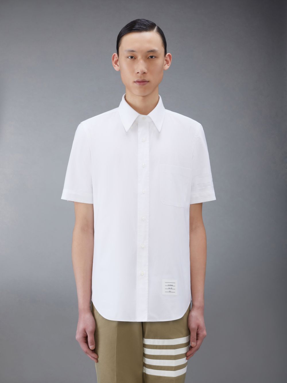 White Men Thom Browne Oxford 4-Bar Short Sleeve Shirts | HEI20A74190