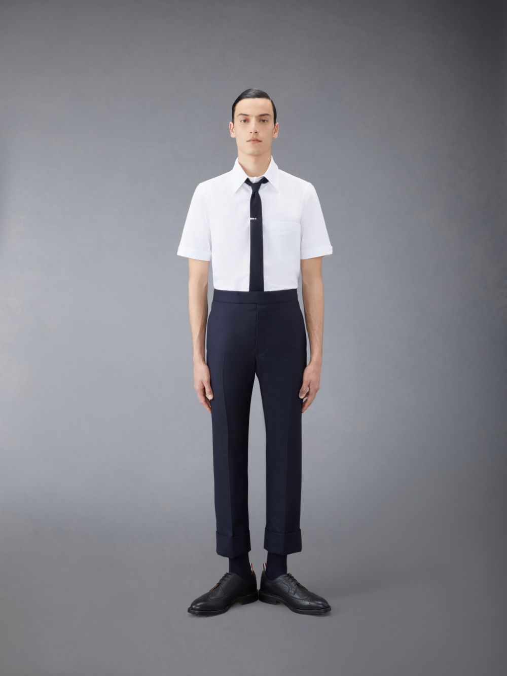 White Men Thom Browne Oxford Short Sleeve Shirts | RFF22E63423