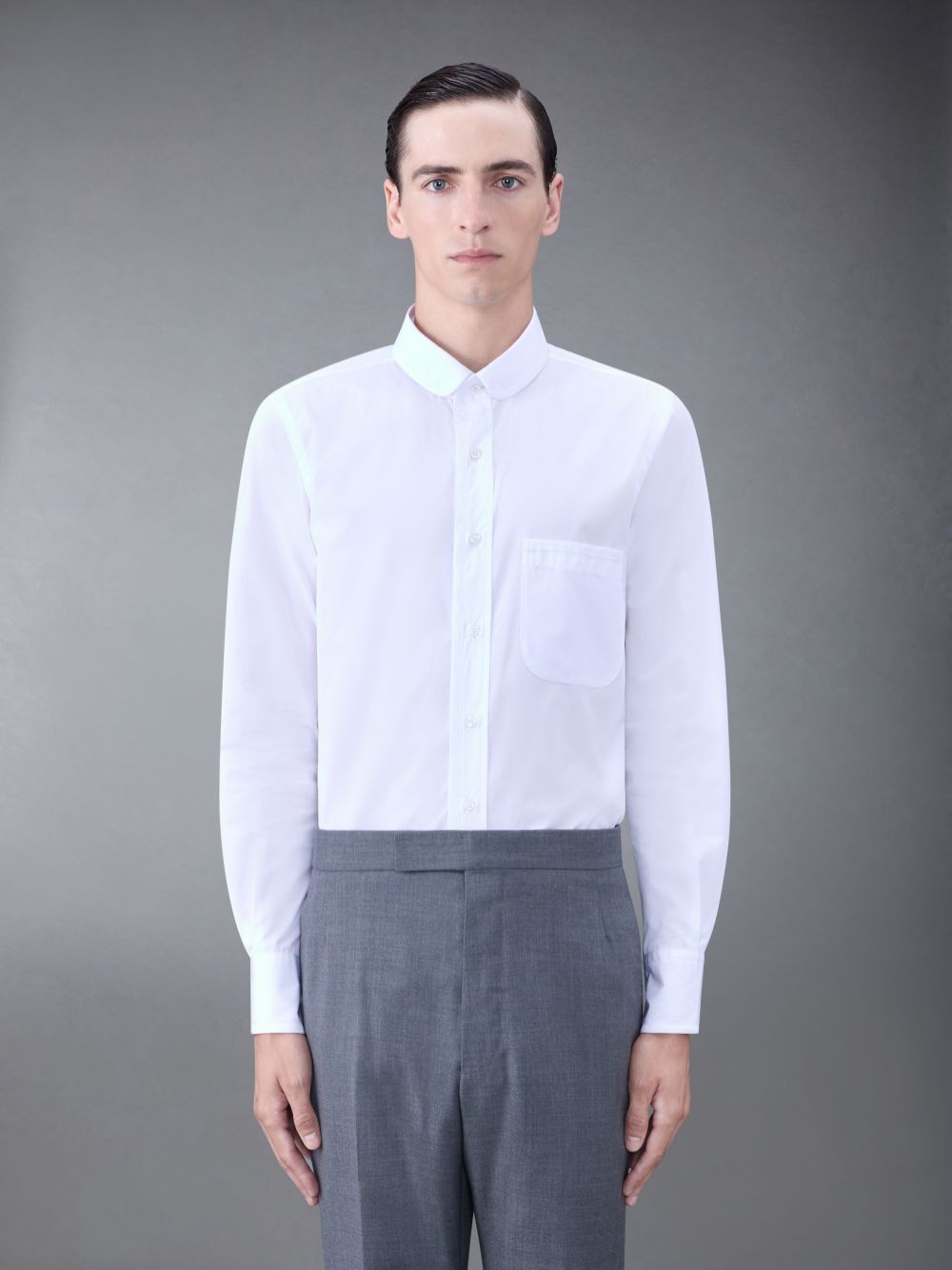 White Men Thom Browne Poplin Tipping Shirts | EUO69N63360
