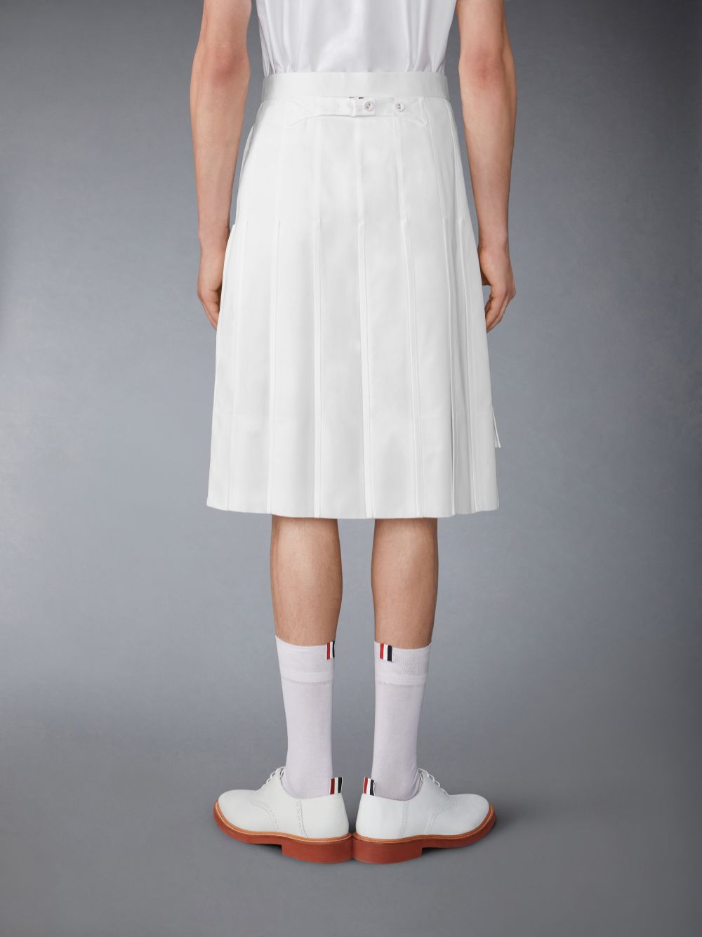 White Men Thom Browne Typewriter Self Tipping Midi Classic Pleated Skirts | TTB92V71367