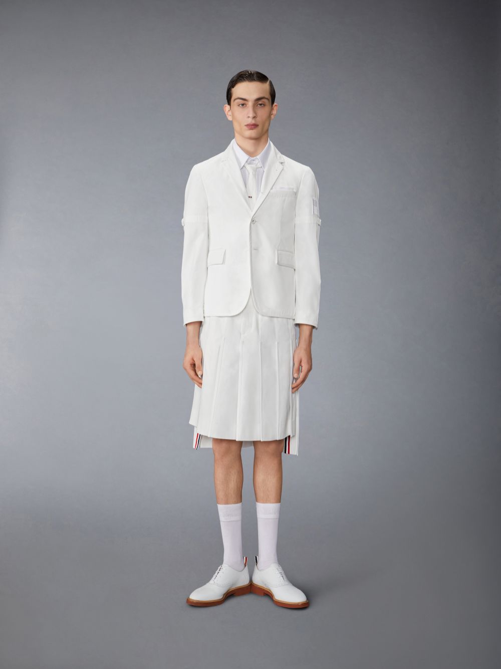 White Men Thom Browne Typewriter Self Tipping Midi Classic Pleated Skirts | TTB92V71367