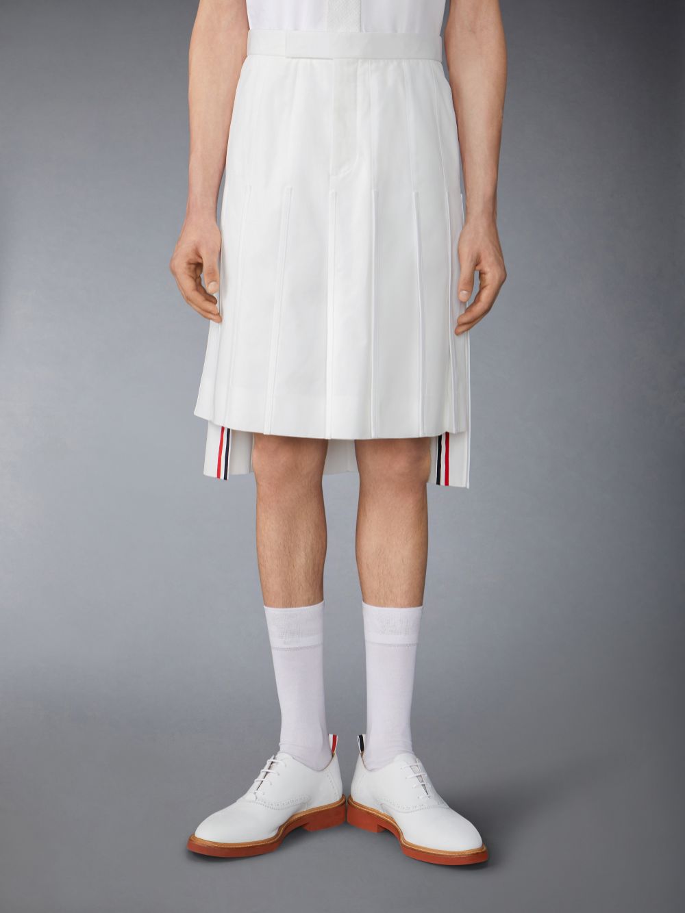 White Men Thom Browne Typewriter Self Tipping Midi Classic Pleated Skirts | TTB92V71367
