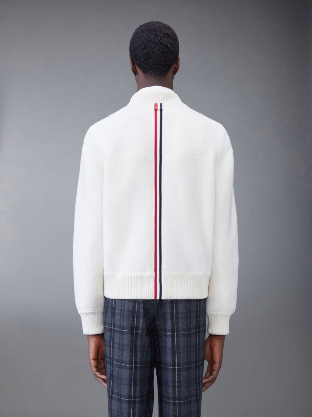 White Men Thom Browne Wool Fleece Stripe Bomber Jackets | VGQ55A83293