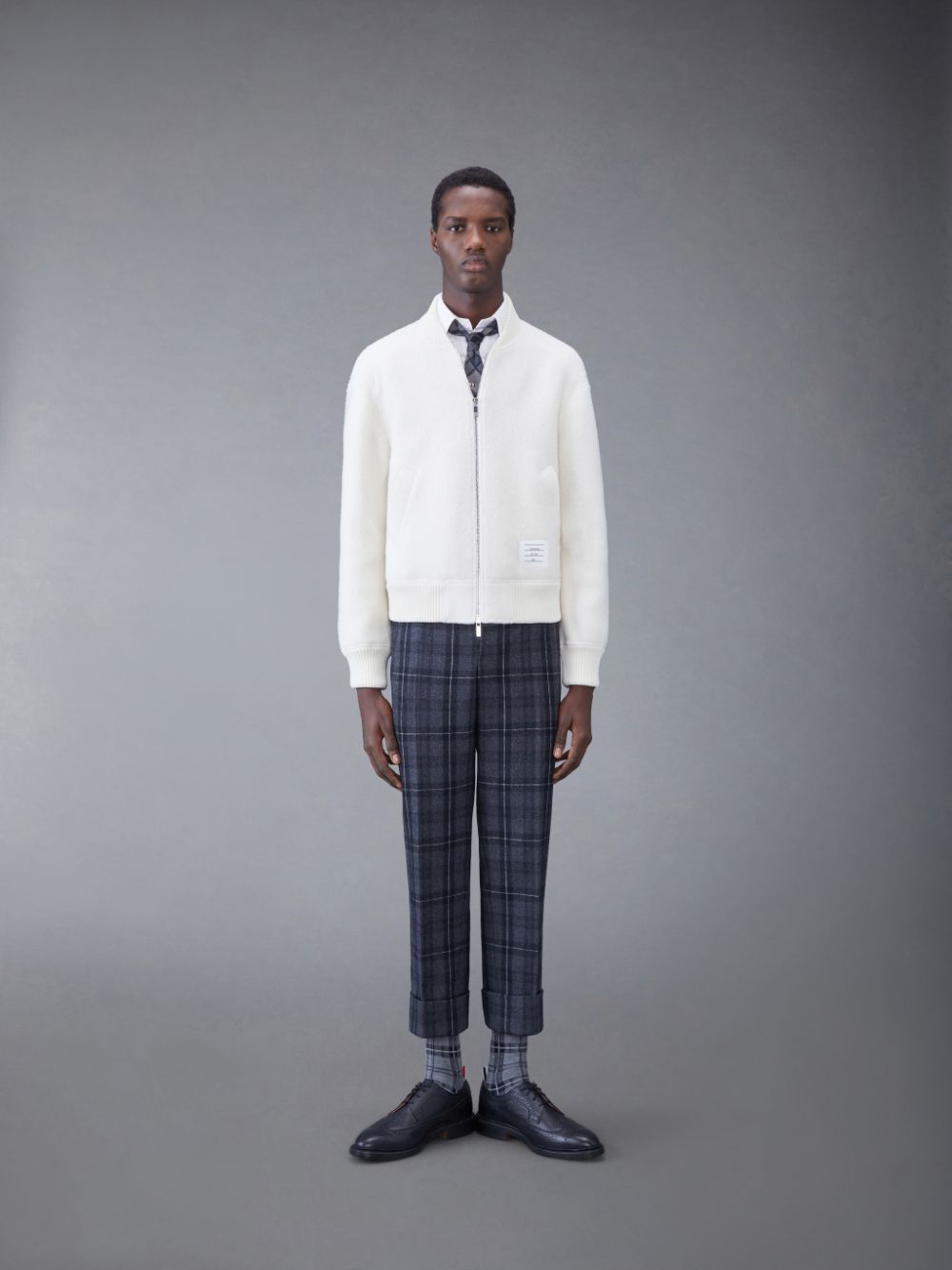 White Men Thom Browne Wool Fleece Stripe Bomber Jackets | VGQ55A83293