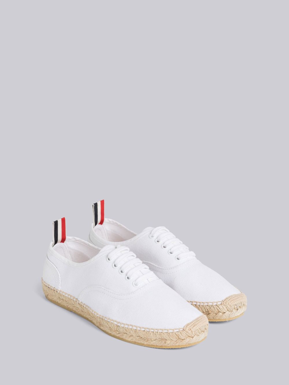 White Women Thom Browne Canvas Espadrille Heritage Sneakers | UKM86I77209